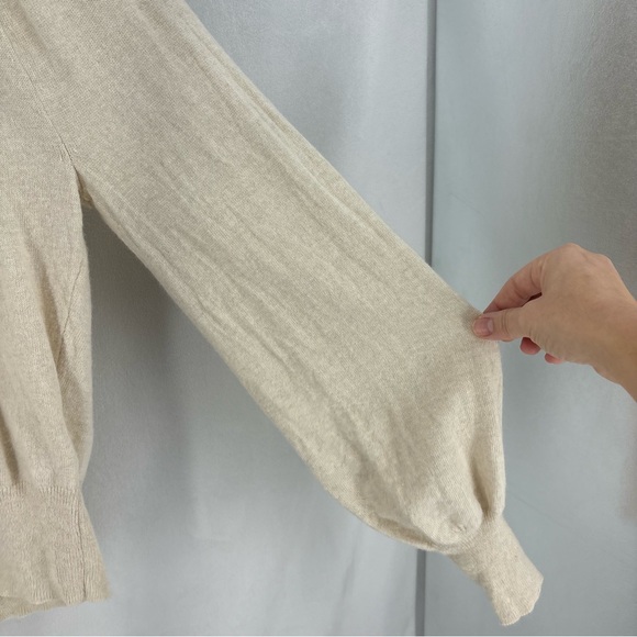 Madewell Women’s Medium Shirred Balloon Sleeve Turtleneck Sweater Cream Knit - Picture 5 of 11